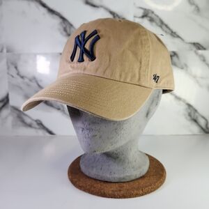 New York NY Hat  Brand Tan and Navy Women's Cap 47
